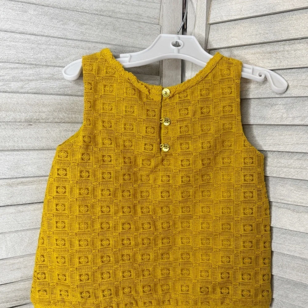 OshKosh B’gosh Mustard Lace Tank Top Girls 4T Boho Cottagecore Sleeveless